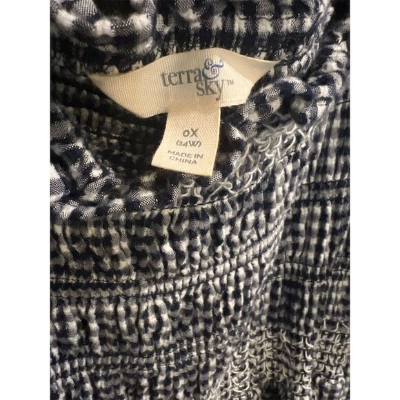 Terra & Sky Women's Plus Size Peasant Dress Multicolor Gingham Short Sleeve 0X - Picture 4 of 5